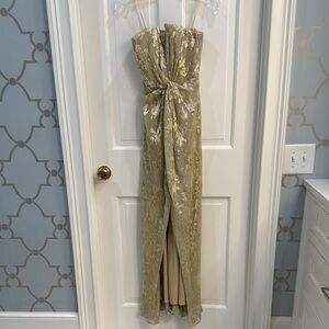 Aidan Mattox Gold evening/formal Strapless Gown